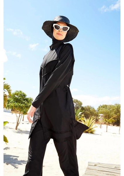 H-2853 Miray Sprl File Detaylı Spor Likra Tesettür Mayo