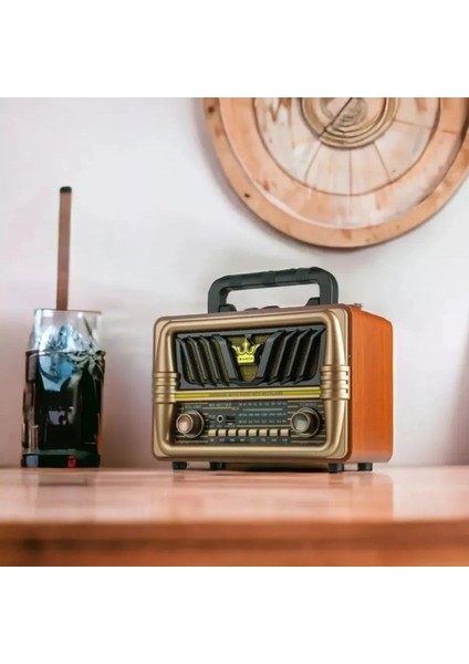 Büyük Boy Telefon Tutma Saplı Retro Ahşap Tasarım Bluetooth Hoparlörlü Radyo - Fm/am Destekli, Şarjlı ve Taşınabilir Radyo NS-8077 indirimleri