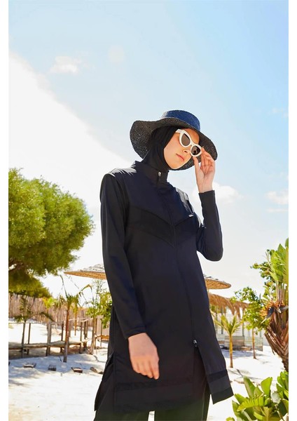 H-2853 Miray Sprl File Detaylı Spor Likra Tesettür Mayo modelleri