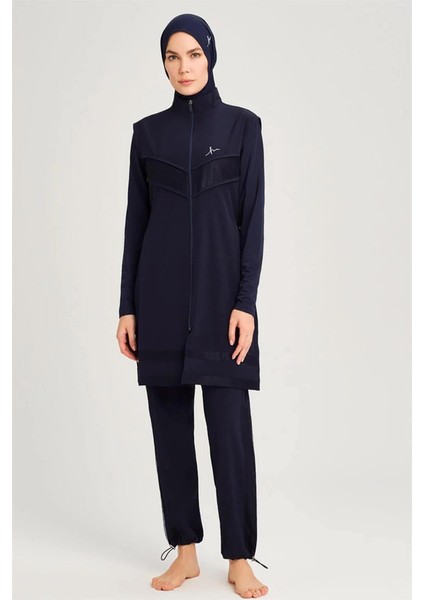 H-2853 Miray Sprl File Detaylı Spor Likra Tesettür Mayo