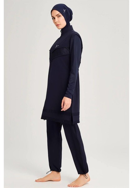 H-2853 Miray Sprl File Detaylı Spor Likra Tesettür Mayo