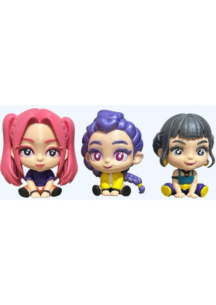 Işıltılı Baby 3’lü Set – Mira, Zoey & Rumi | El Yapımık-Pop Demon Hunters Tarzı Koleksiyon Figürleri