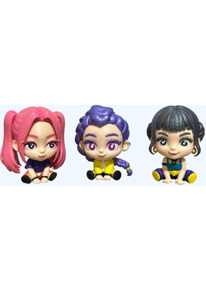 Işıltılı Baby 3’lü Set – Mira, Zoey & Rumi | El Yapımık-Pop Demon Hunters Tarzı Koleksiyon Figürleri modelleri