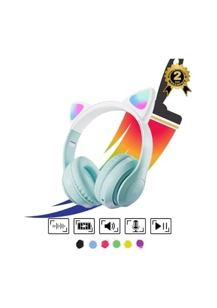Vooka Çocuk Bluetooth Kulaklık Kedi Kulaklık Pro 5.3 Akıllı Rgb LED Detaylı Bluetooth Kablosuz modelleri