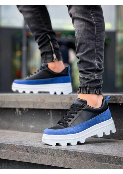 Yzlal KB-056 Kuback Siyah Mavi Detaylı Beyaz Yüksek Taban Günlük Spor Ayakkabı (Numara: 41) modelleri