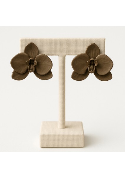 Orchidée Noire – El Yapımı Siyah Orkide Tasarım Küpe | Lu Atelier fiyatları