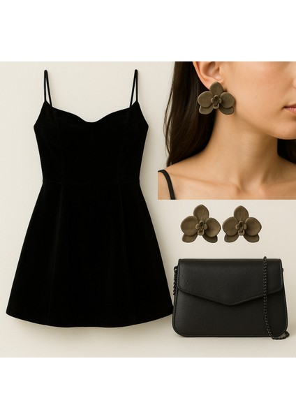 Orchidée Noire – El Yapımı Siyah Orkide Tasarım Küpe | Lu Atelier modelleri