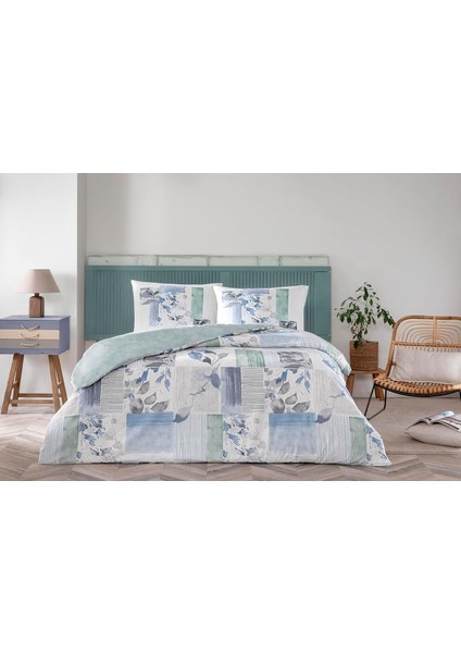 Eloise Ranforce Çift Kişilik Nevresim Takımı Mavi