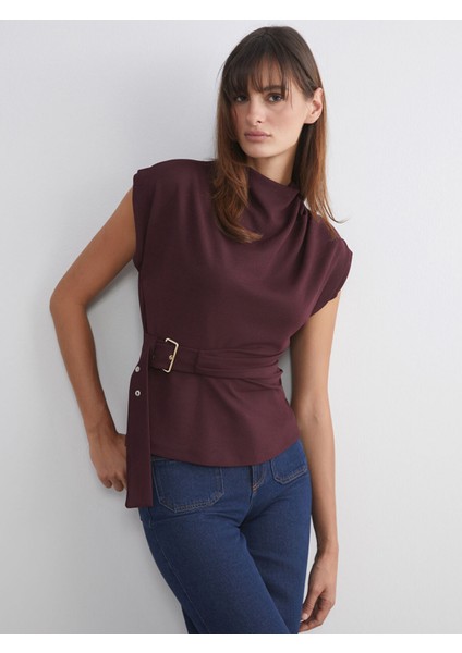 Yeni Sezon Dik Yaka Kemerli Bluz fiyatları