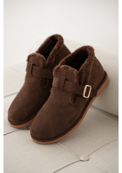 Velmora Hakiki Deri Içi Kürklü Ayarlanabilir Toka Detaylı Kadın Bot- Kahve Süet fiyatları