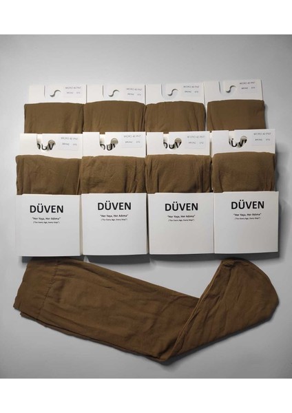 8 Çift Mat Dokulu 40 Den Orta Kalın Mus Bronz Dizaltı Pantolon Çorap