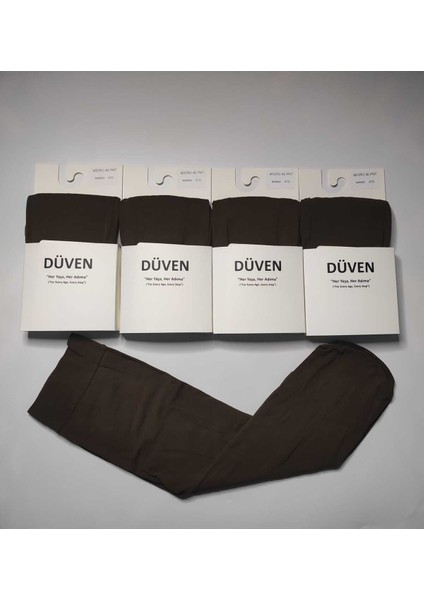 4 Çift Mat Dokulu 40 Den Orta Kalın Mus Kakao Dizaltı Pantolon Çorap