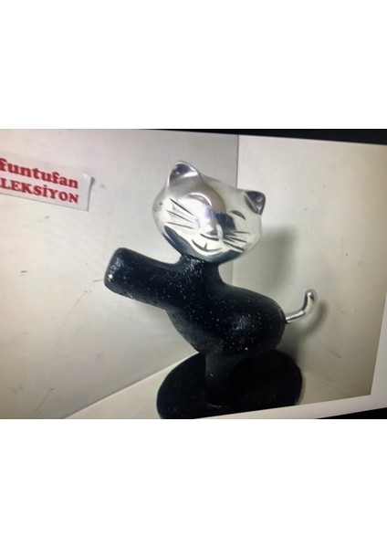 800 Gram Ağırlığında 16 cm Yüksekliğinde Metal ve Seramikten Kedi fiyatları