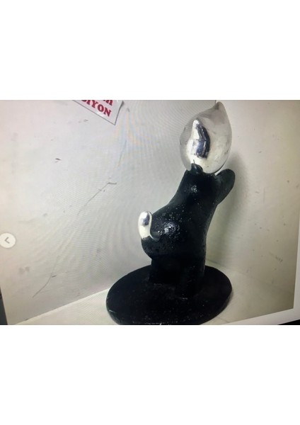 800 Gram Ağırlığında 16 cm Yüksekliğinde Metal ve Seramikten Kedi