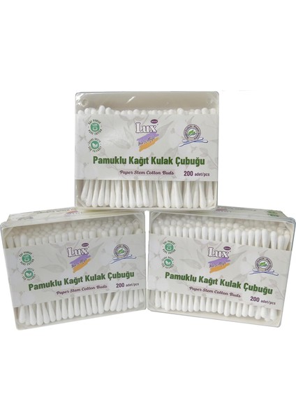 Lux Pamuklu Kulak Çubuğu, 3 Paket, Toplam 600 Adet fiyatları