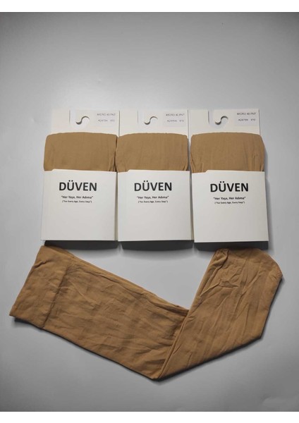 Mat Dokulu 40 Den Orta Kalın Mus Açık Ten 3'lü Dizaltı Pantolon Çorap