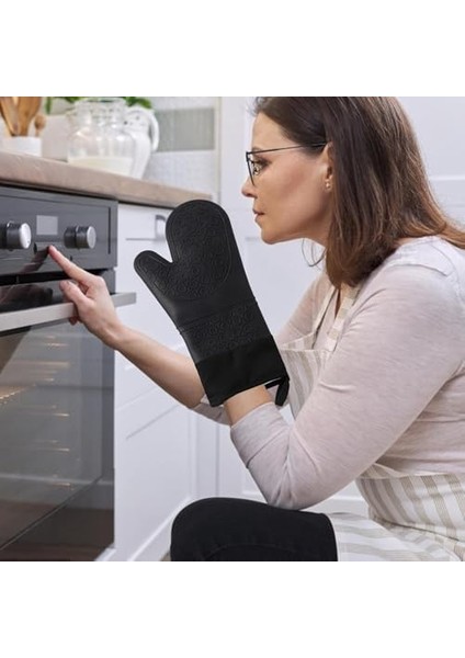 Fırın Eldiveni, Dayanıklı Mutfak Eldiveni, 37CM, Siyah Yanmaz Yapışmaz Silikon Fırın Eldiveni Dayanıklı Fırın ve Mutfak Eldiveni fiyatları