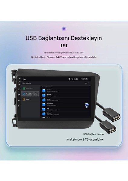 Honda Civic Wifi Gps Carplay 9 Inç 6+128GB Kamera Multimedya Navigasyon Sistemi - 2012-2015 Model fırsatları