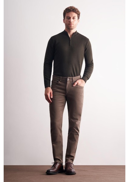 Kahverengi 5 Cep Casual Slim Fit Pamuklu 5 Cep Pantolon 1003255318 fiyatları