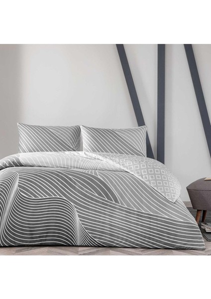 Crumbly Ranforce Çift Kişilik Nevresim Takımı Gri