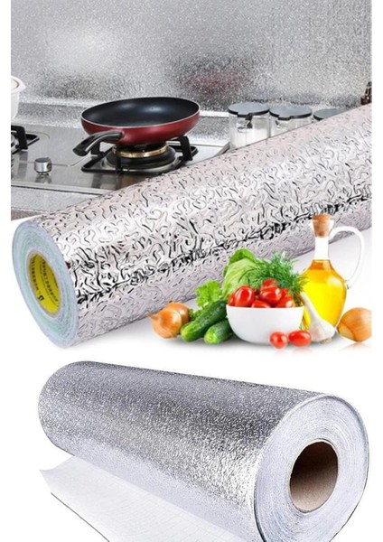 10 Metre Yapışkanlı Silinebilir Mutfak Tezgah Üstü Folyo Gümüş 1420