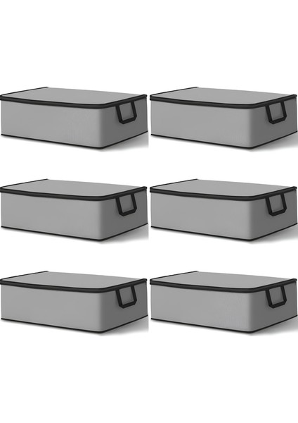 6 Adet Hurç Seti Gri Siyah Büyük Boy 64 x 45 x 22 Yorgan Hurcu Battaniye Yastık Altı Dolap Üstü Çeyiz Bohçası Düzenleyeci Organizer