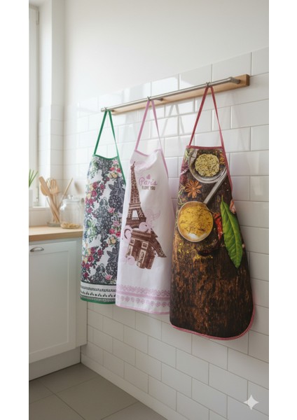 3'lü Avantajlı Mutfak Önlüğü Sıvı Geçirmez Dijital Baskılı Önlük fiyatları