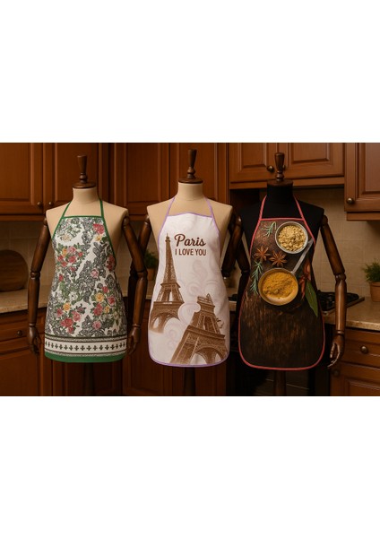 3'lü Avantajlı Mutfak Önlüğü Sıvı Geçirmez Dijital Baskılı Önlük fırsatları