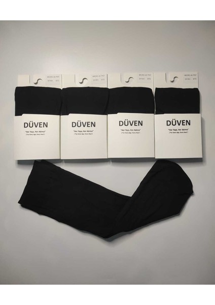 4 Çift Mat Dokulu 40 Den Orta Kalın Mus Siyah Dizaltı Pantolon Çorap