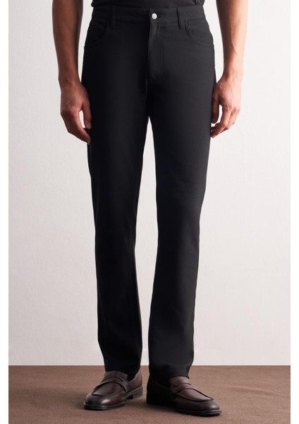 Siyah 5 Cep Düz Paça Esnek Slim Fit Casual Pantolon 1003255157 modelleri