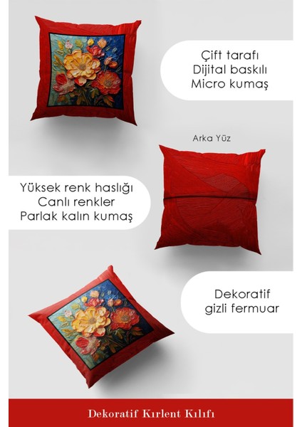 Çiçekli Kırlent Kılıfı,dijital Baskılı,tekli Kırlent Kılıfı,kırmızı Renk modelleri