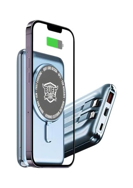 Labs BP11 10000 Mah Uyumlu Dahili Kablolu Taşınabilir Manyetik Powerbank (Mavi) fiyatları