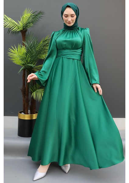 Nazlı Tesettür Elbise Koyu Yeşil fiyatları