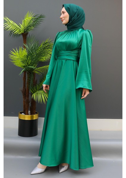 Nazlı Tesettür Elbise Koyu Yeşil modelleri