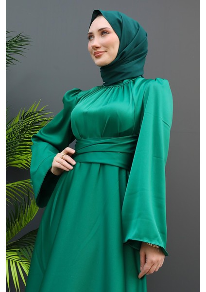 Nazlı Tesettür Elbise Koyu Yeşil indirimleri