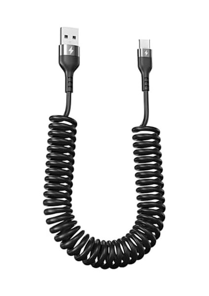 Super Şarj 5A 66W Sprial Type-C Şarj Kablosu Araç Şarj Kablosu Veri Aktarım Kablosu Elastik modelleri