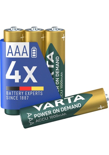 Varta Recharge Accu Power Aaa 1000 Mah Şarj Edilebilir Pil, 2'li, 4008496773824