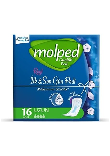 Molped Regl Ilk & Son Gün Pedi Uzun Günlük Ped (1 x 16 Adet) modelleri