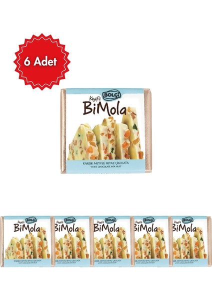 Bimola Beyaz Çikolata Karışık Meyveli 70 gr 6'lı Avantaj Paketi