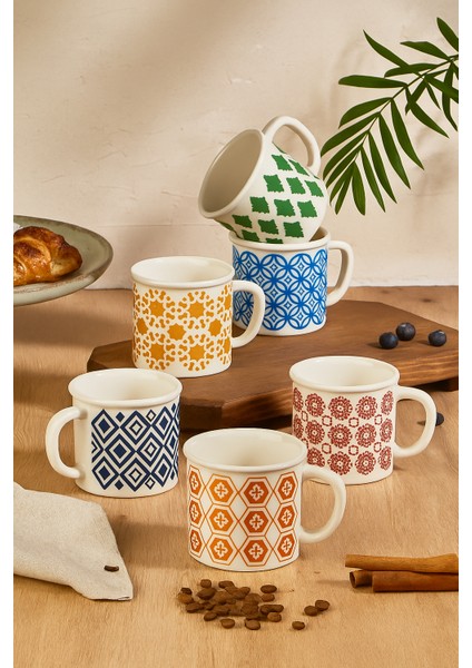 Casablanca Karışık Renk 6'lı Porselen Kupa Seti