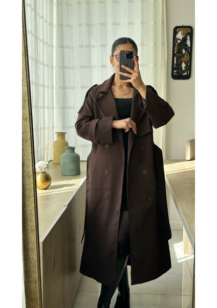 Kahverengi Uzun Trençkot