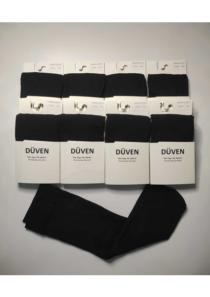 8 Çift Mat Dokulu 40 Den Orta Kalın Mus Siyah Dizaltı Pantolon Çorap