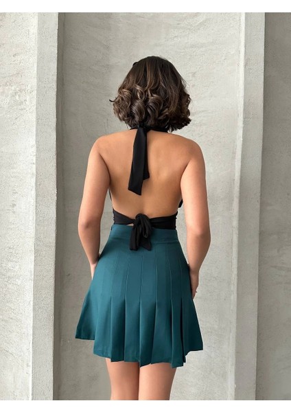 Sptrns Pileli Düğmeli Etek Yeşil S24811 (Beden: S) fiyatları