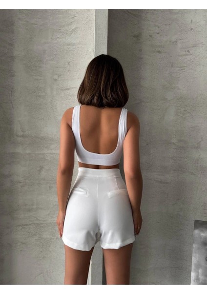 Sptrns Piliseli Düğmeli Şort Etek Beyaz S25813 (Beden: S) indirimleri