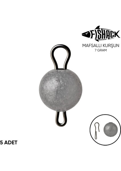 Mafsallı Kurşun - Hareketli Iğne Kurşunu - Fishack - 7 Gram - 5'li Paket