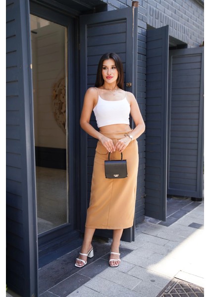 Sptrns Uzun Düğmeli Etek Bej (Beden: M) fiyatları