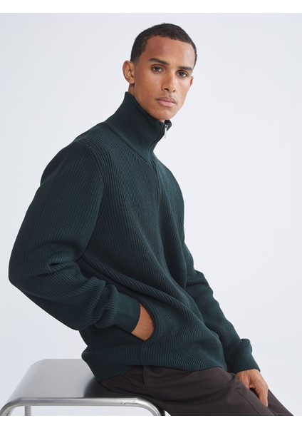 Yeni Sezon Standart Kalıp Dik Yaka Erkek Triko Hırka