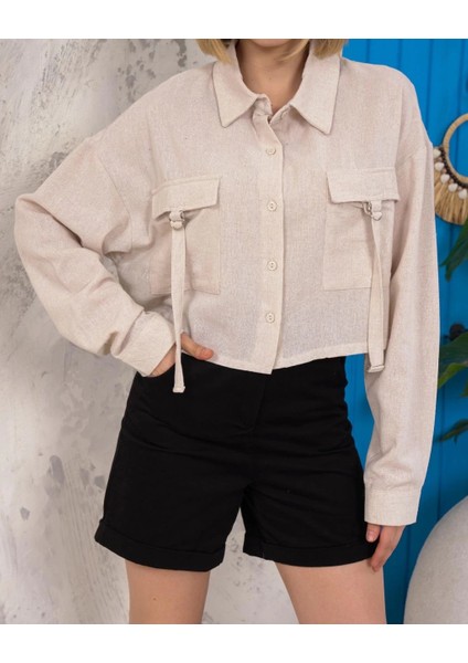 Sptrns Kemer Cepli Keten Crop Gömlek Krem S255350 (Beden: M) fırsatları