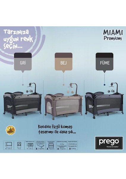 Anne&bebek Miami Premium Dönenceli Anne Yanı Oyun Parkı Park Beşik 8040