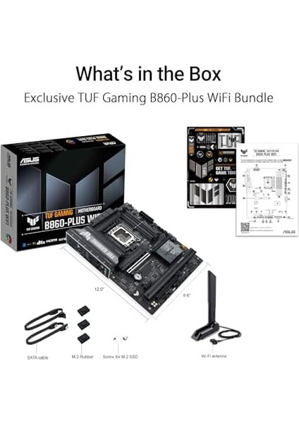 Tuf Gamıng B860 Plus Wıfı Intel Atx Anakart, 12+1+2+1 80A Drmos Güç Aşamaları, Ddr5, Pcıe 5.0, 3xm.2 Yuvaları, Wifi 7, 2.5gb Ethernet, Displayport, Dp Alt Modlu USB 20GBPS Tip-C modelleri
